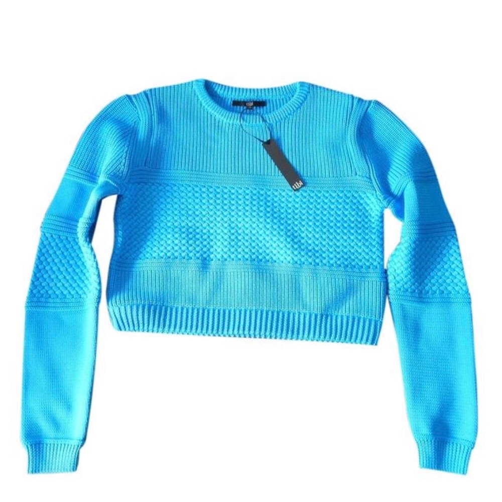 Tibi Bright Blue Sailor Cropped Sweater. XS. Sz 2